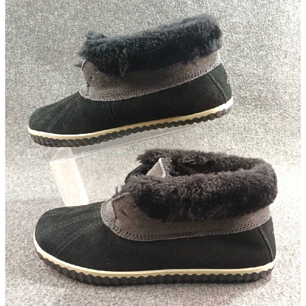 Sperry Black Faux-Fur Lined Slip-On Slippers